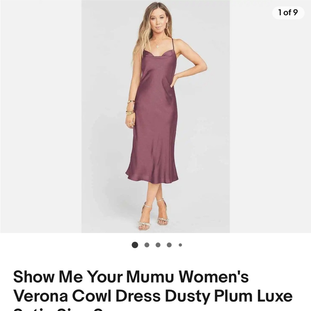 Show Me Your Mumu Women's Verona Cowl Dress Dusty Plum Luxe Satin Medium